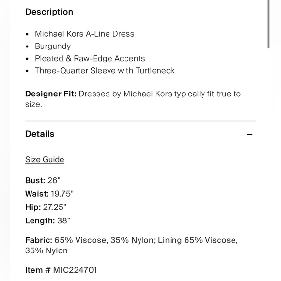 MICHAEL KORS - Turtleneck Ribbed Knee-Length Dress - BURGUNDY - Picture 5 of 9